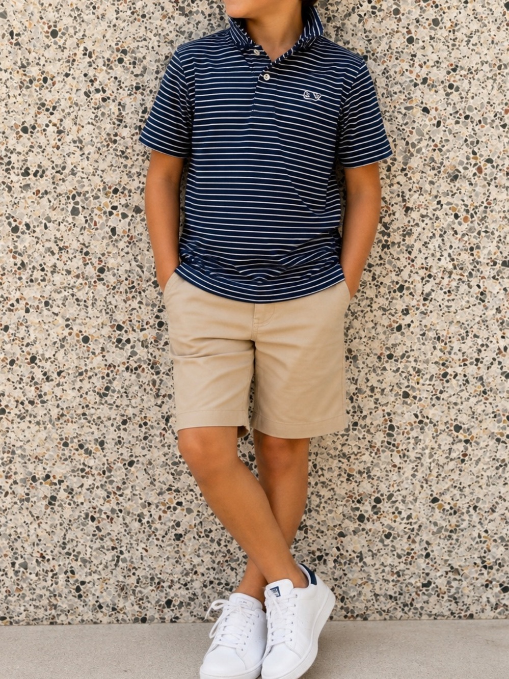 Vineyard Vines Navy & White Striped Polo